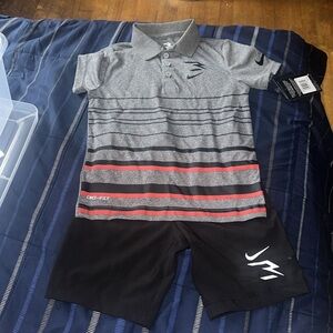 New Nike 3BRAND by Russell Wilson Short Sleeve Wordmark T-Shirt & Short Set